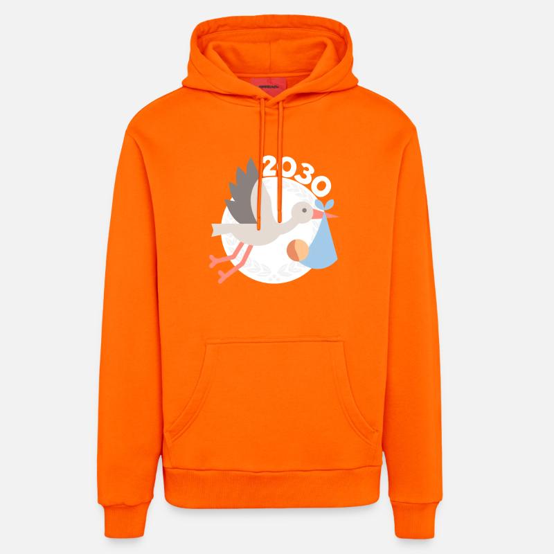 Cigogne avec bébé 2030 - Sweat à capuche bio décontracté fabriqué en UE - SUNSET ORANGE