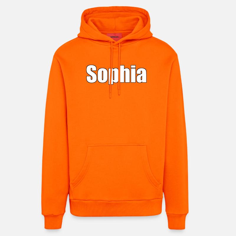 Sophia - (Nom du peuple) - Sweat à capuche bio décontracté fabriqué en UE - SUNSET ORANGE