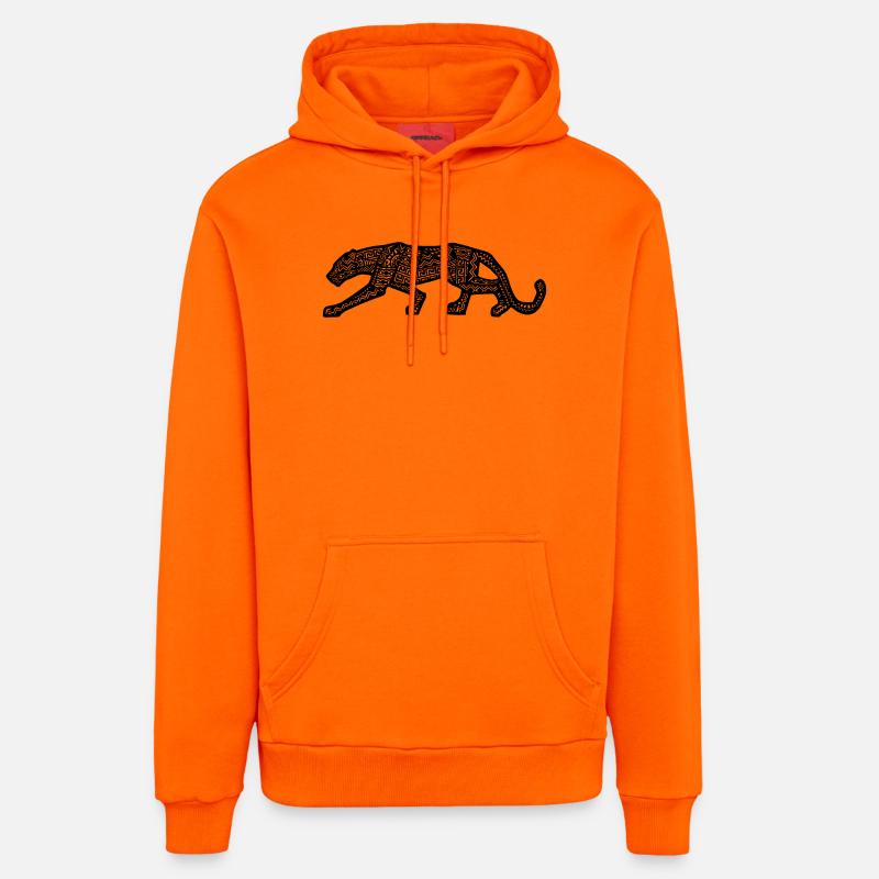 panthère design inca - Sweat à capuche bio décontracté fabriqué en UE - SUNSET ORANGE
