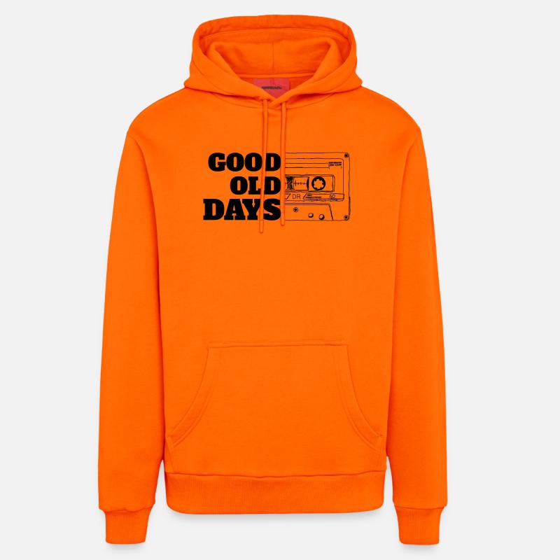 Cassette Good Old Days Blanc - Sweat à capuche bio décontracté fabriqué en UE - SUNSET ORANGE