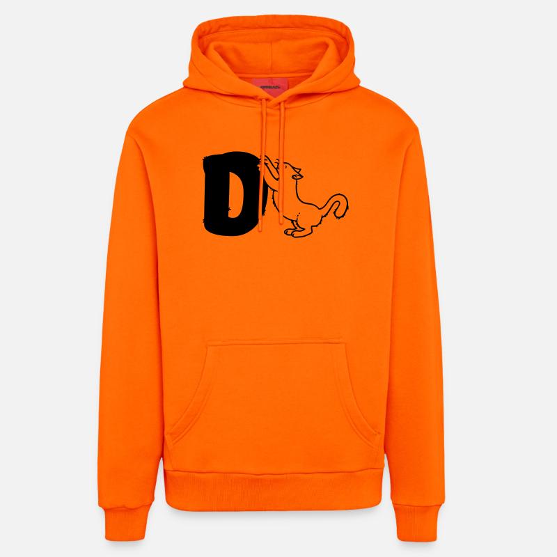 Lettre D du chat - Sweat à capuche bio décontracté fabriqué en UE - SUNSET ORANGE