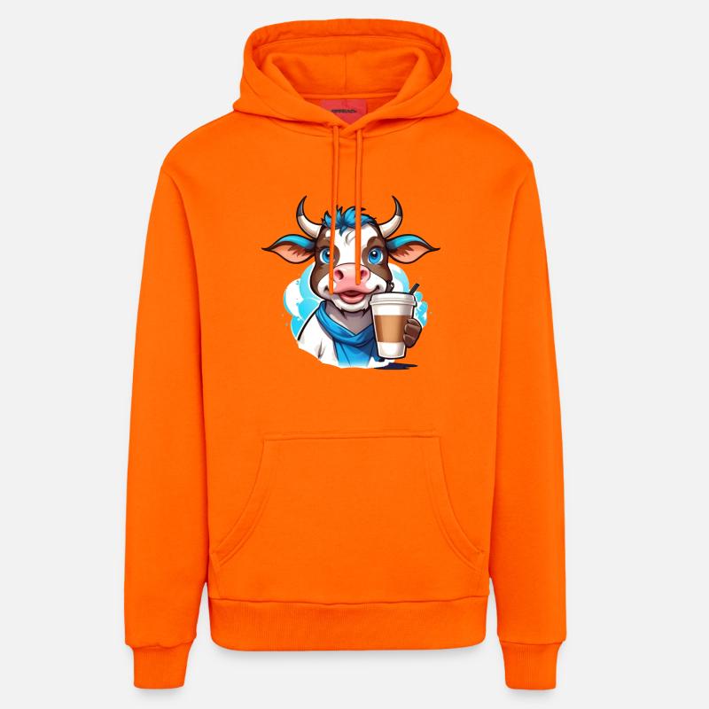 Vache à café - Sweat à capuche bio décontracté fabriqué en UE - SUNSET ORANGE