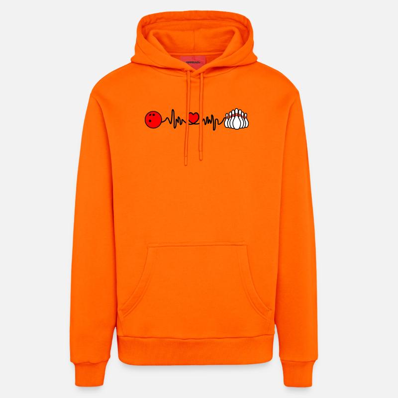 Fréquence cardiaque cardio du bowling - Sweat à capuche bio décontracté fabriqué en UE - SUNSET ORANGE