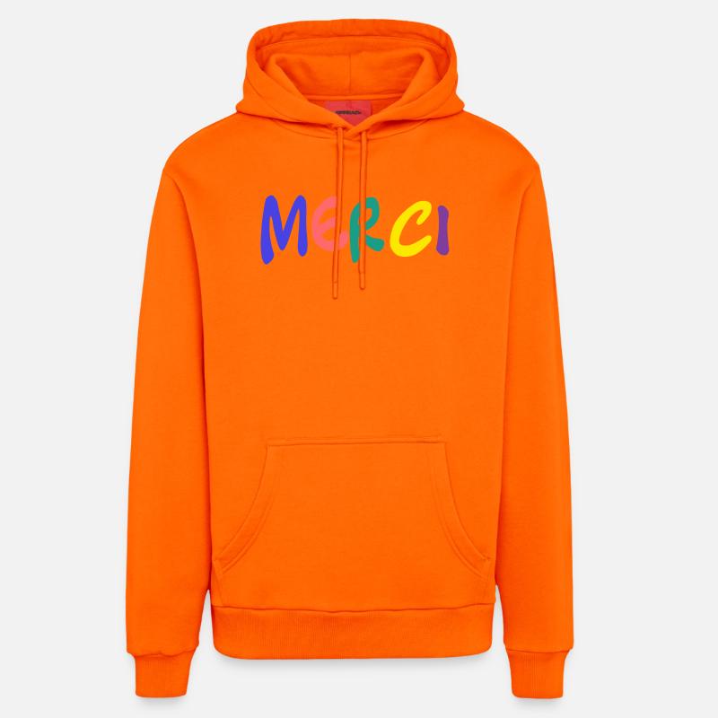 MERCI. MAÎTRESSE. MAÎTRE. MERCI MAÎTRESSE - Sweat à capuche bio décontracté fabriqué en UE - SUNSET ORANGE