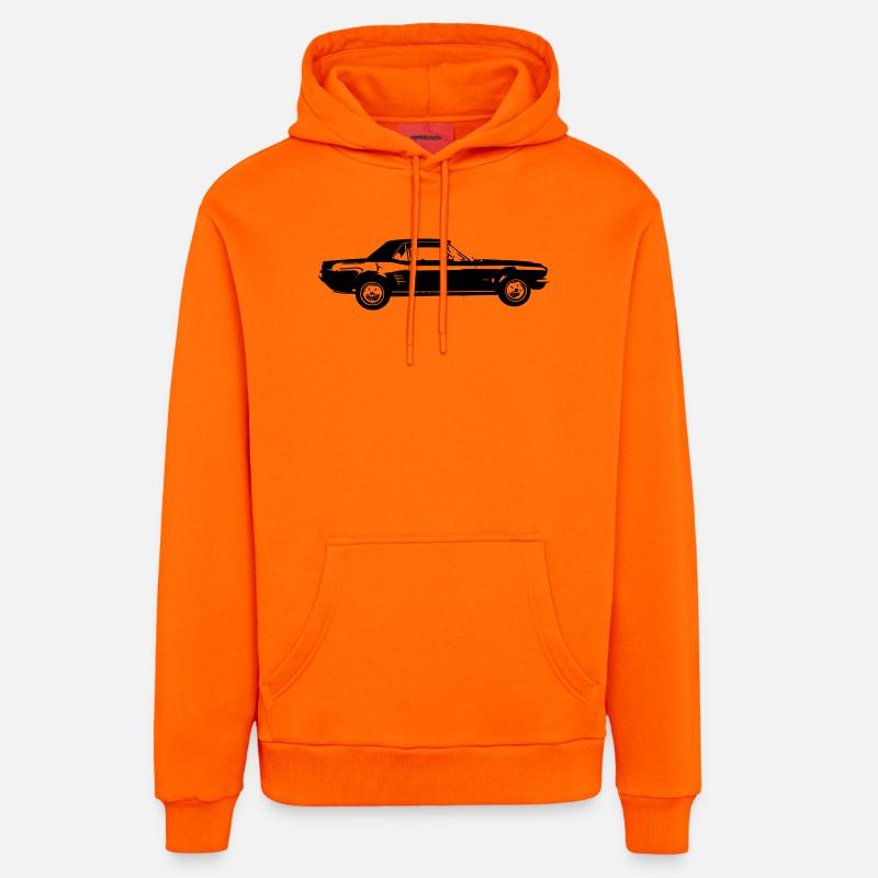 Oldtimer US Car Design - Organic Relaxed Hoodie Made in EU - SUNSET ORANGE