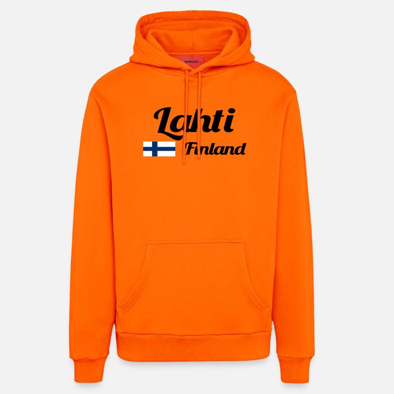 Lahti, Finlande - Imprimés élégants - Sweat à capuche bio décontracté fabriqué en UE - SUNSET ORANGE