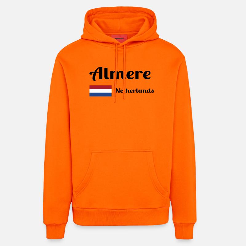 Almere Pays-Bas - Imprimés élégants - Sweat à capuche bio décontracté fabriqué en UE - SUNSET ORANGE