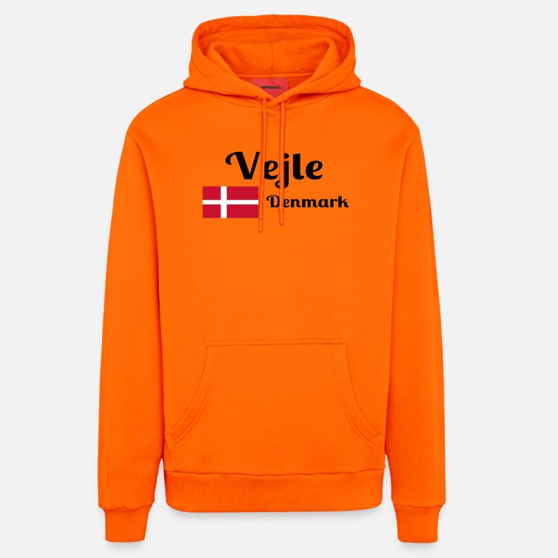 Vejle Danemark - Imprimés élégants - Sweat à capuche bio décontracté fabriqué en UE - SUNSET ORANGE