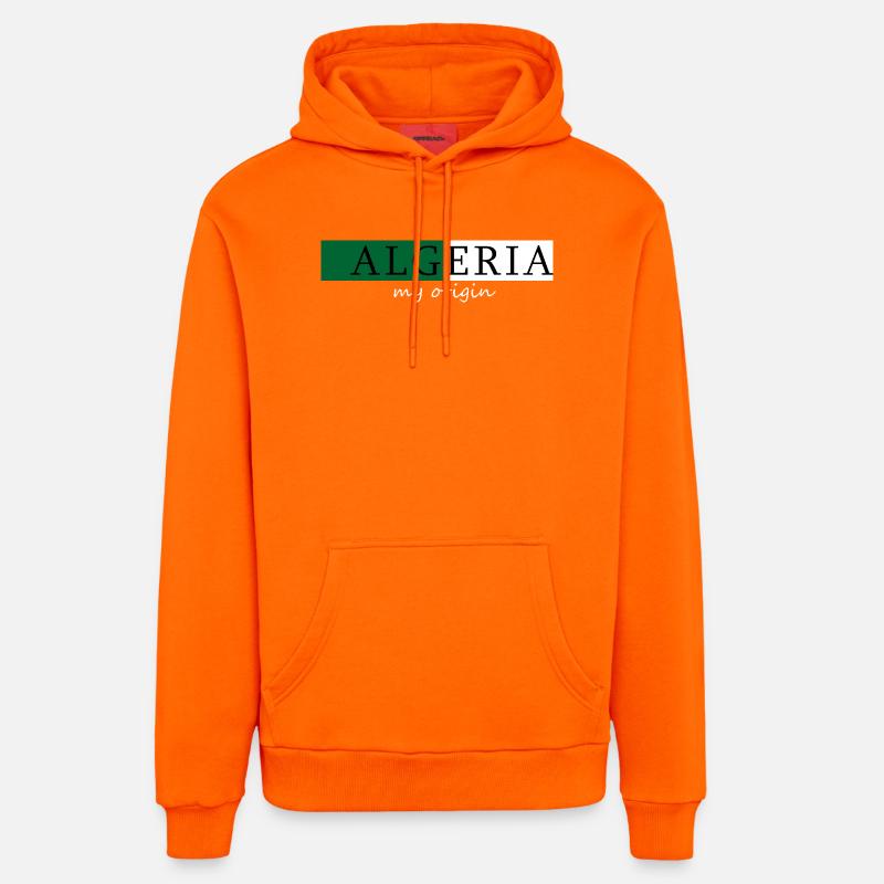 Algérie Mon Origine - Sweat à capuche bio décontracté fabriqué en UE - SUNSET ORANGE