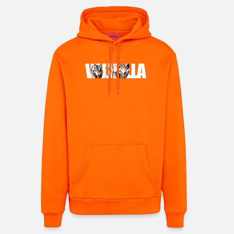 Typographie de Wolfsruf - Sweat à capuche bio décontracté fabriqué en UE - SUNSET ORANGE