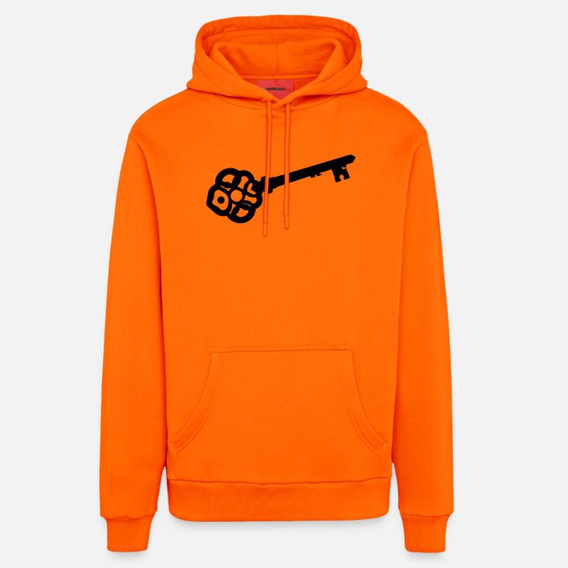Silhouette de clé squelette ornée - Sweat à capuche bio décontracté fabriqué en UE - SUNSET ORANGE