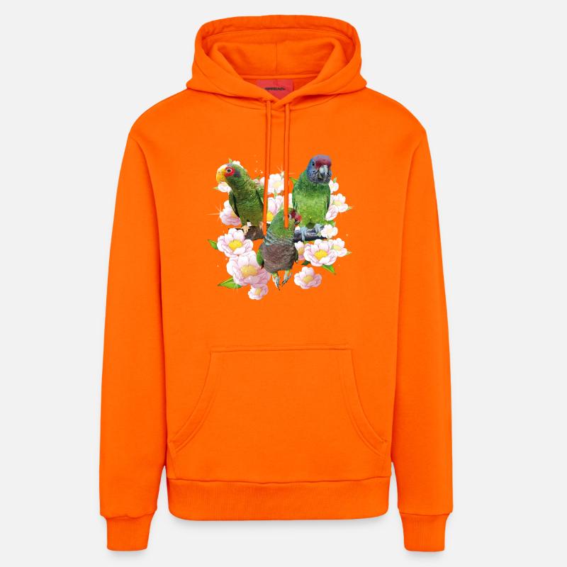 Perroquets - Sweat à capuche bio décontracté fabriqué en UE - SUNSET ORANGE