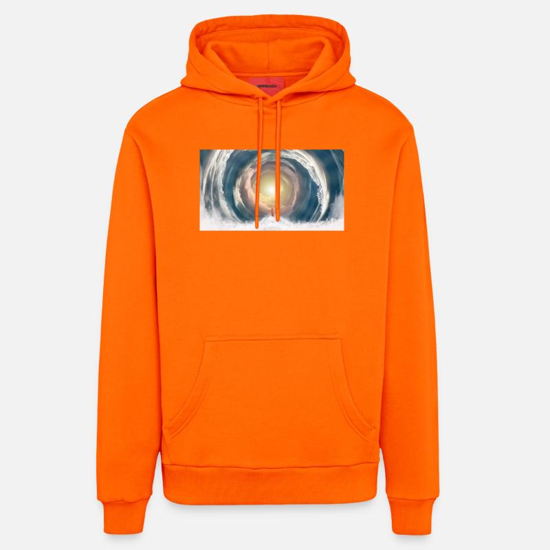 Faisceau de lumière céleste - Sweat à capuche bio décontracté fabriqué en UE - SUNSET ORANGE