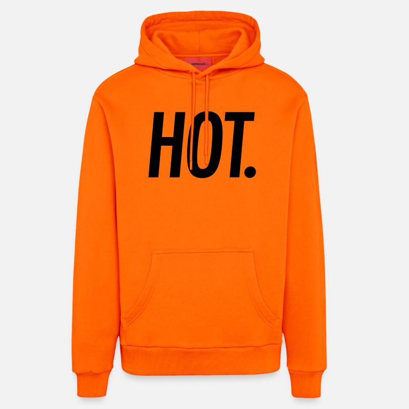 CHAUD. – Typographie audacieuse - Sweat à capuche bio décontracté fabriqué en UE - SUNSET ORANGE