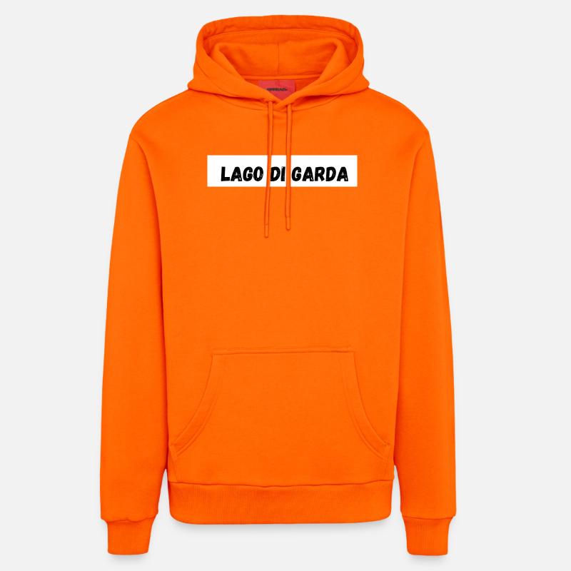 Lago di Garda Natural Landscape Design - Sweat à capuche bio décontracté fabriqué en UE - SUNSET ORANGE