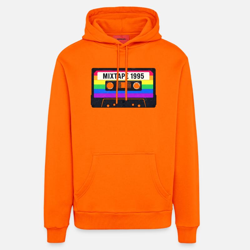 Cassette Mixtape 80s 90s Nostalgie - Sweat à capuche bio décontracté fabriqué en UE - SUNSET ORANGE