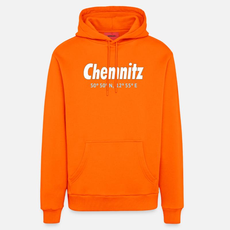 Coordonnées de Chemnitz - Sweat à capuche bio décontracté fabriqué en UE - SUNSET ORANGE