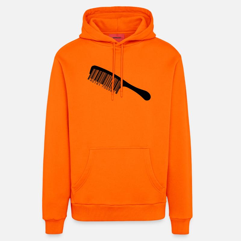 Illustration peigne avec code-barre - Sweat à capuche bio décontracté fabriqué en UE - SUNSET ORANGE