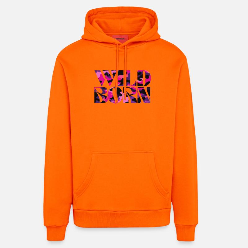 Camouflage Pink World Message Design - Sweat à capuche bio décontracté fabriqué en UE - SUNSET ORANGE