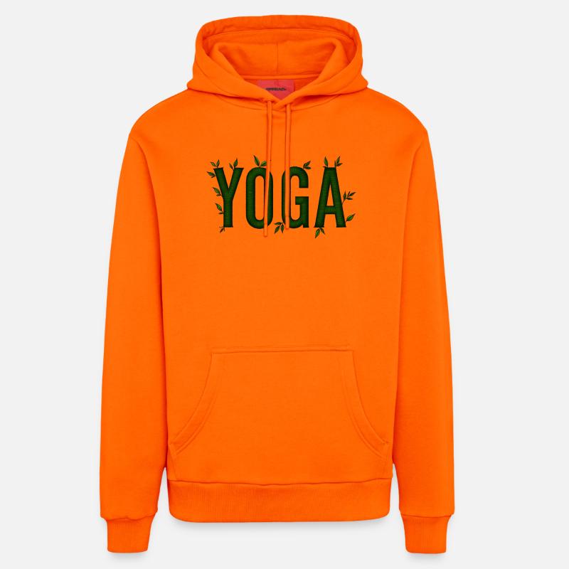 Yoga Vert Feuillage Texturé - Sweat à capuche bio décontracté fabriqué en UE - SUNSET ORANGE