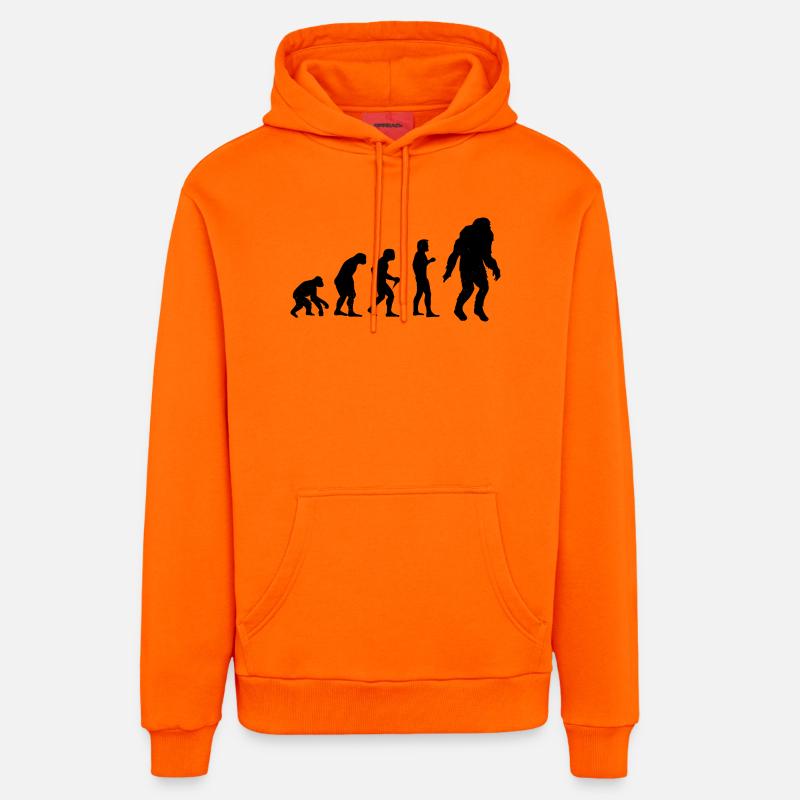Bigfoot Sasquatch Cache-cache Dictons - Sweat à capuche bio décontracté fabriqué en UE - SUNSET ORANGE