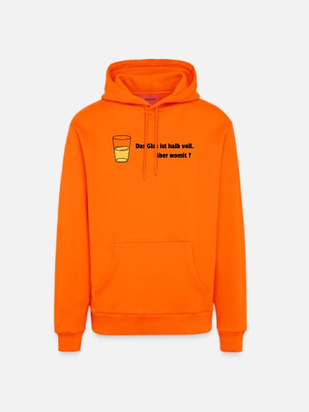 Glass half full Realist - Organic Relaxed Hoodie Made in EU - SUNSET ORANGE