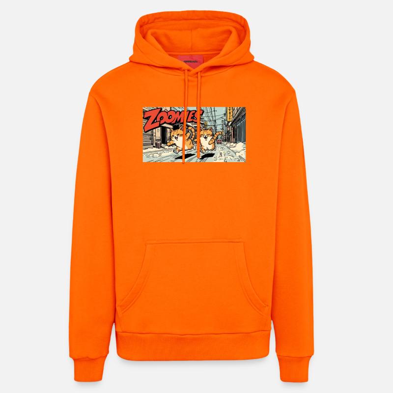 Course de chat anime - Sweat à capuche bio décontracté fabriqué en UE - SUNSET ORANGE