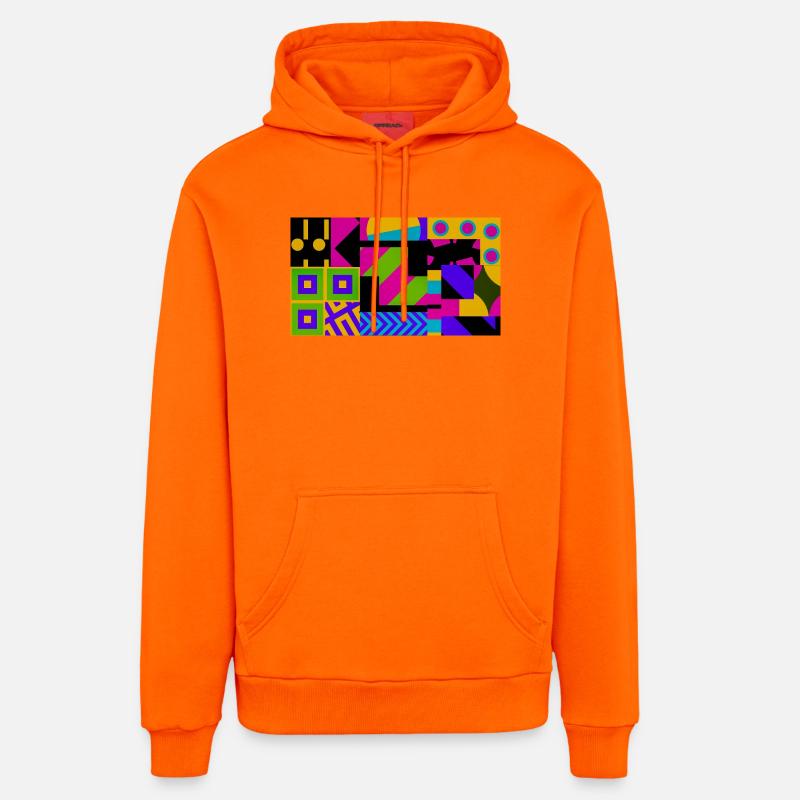 Nova Neon Geometry - Sweat à capuche bio décontracté fabriqué en UE - SUNSET ORANGE