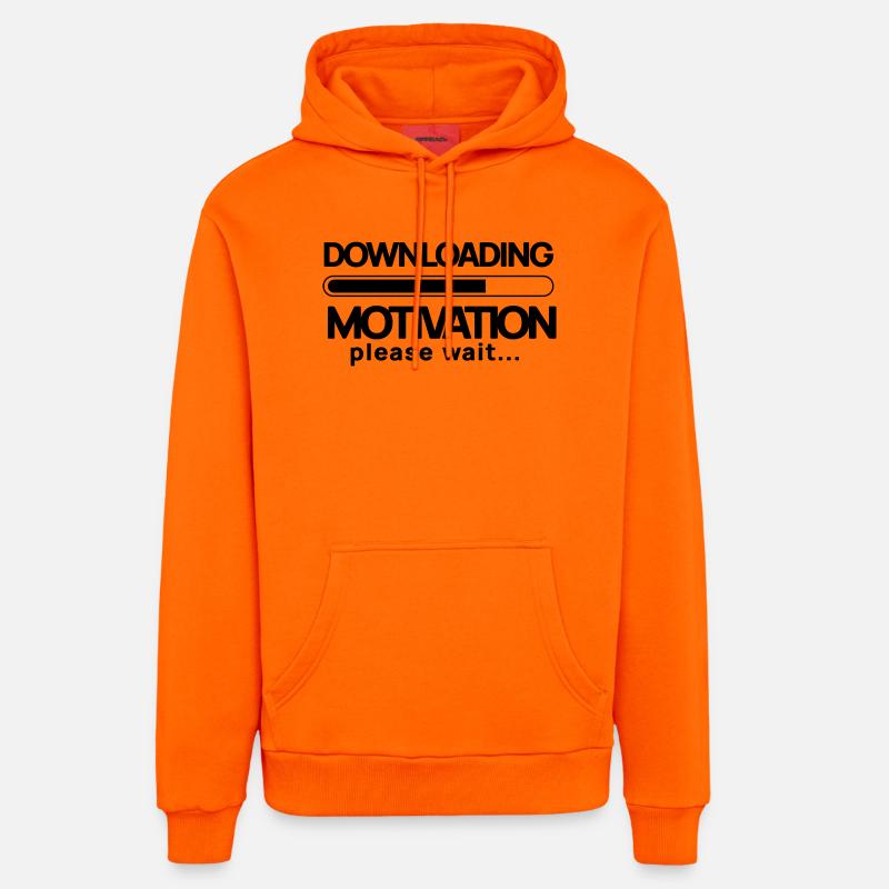Downloading motivation. Please Wait - Sweat à capuche bio décontracté fabriqué en UE - SUNSET ORANGE