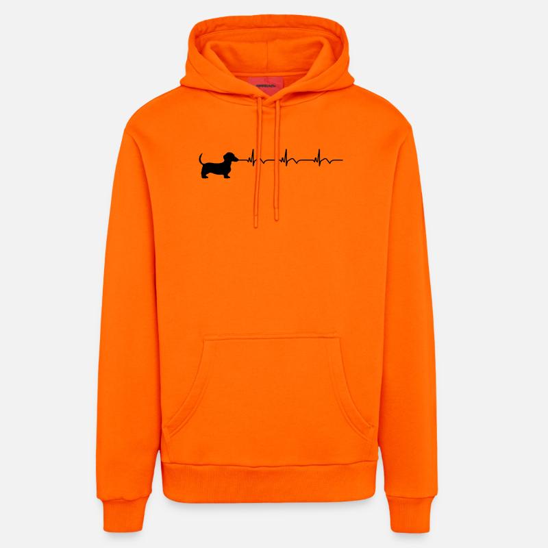 ECG teckel Battement de cœur - Sweat à capuche bio décontracté fabriqué en UE - SUNSET ORANGE