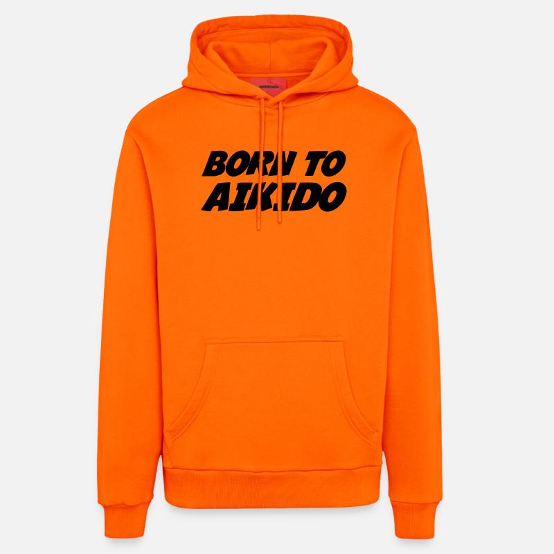 Né pour l'Aïkido  - Sweat à capuche bio décontracté fabriqué en UE - SUNSET ORANGE
