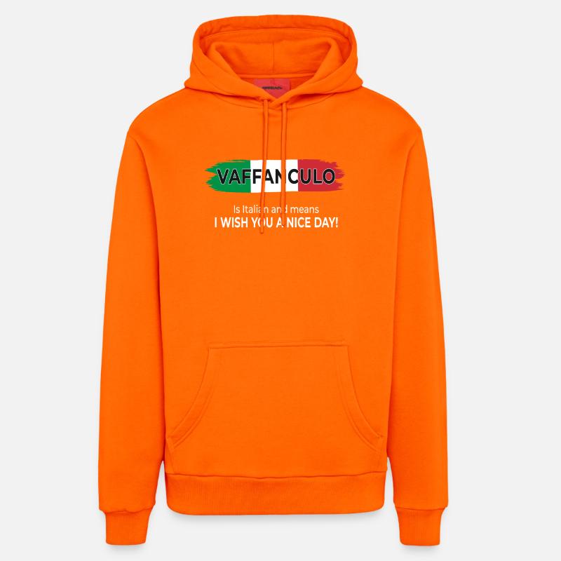 Vaffanculo – Bonne journée ! - Sweat à capuche bio décontracté fabriqué en UE - SUNSET ORANGE