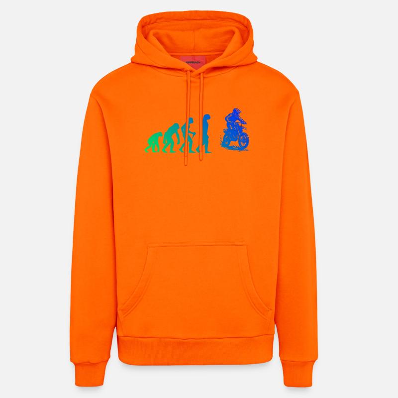 Conception de motocross pleine de caractère - Sweat à capuche bio décontracté fabriqué en UE - SUNSET ORANGE