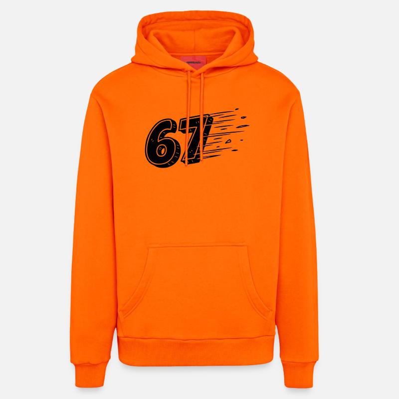 67 Meme Speedlines – Fast Comic Number - Organic Relaxed Hoodie Made in EU - SUNSET ORANGE
