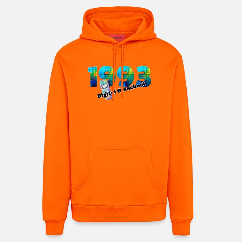 1993 – Design Digital Oldschool - Sweat à capuche bio décontracté fabriqué en UE - SUNSET ORANGE