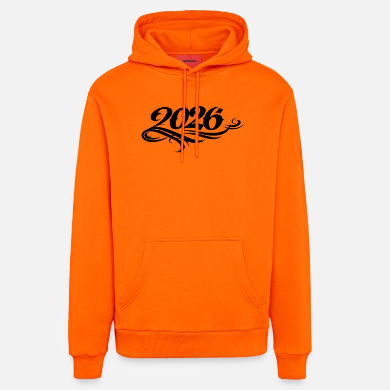 Année 2026 - Sweat à capuche bio décontracté fabriqué en UE - SUNSET ORANGE
