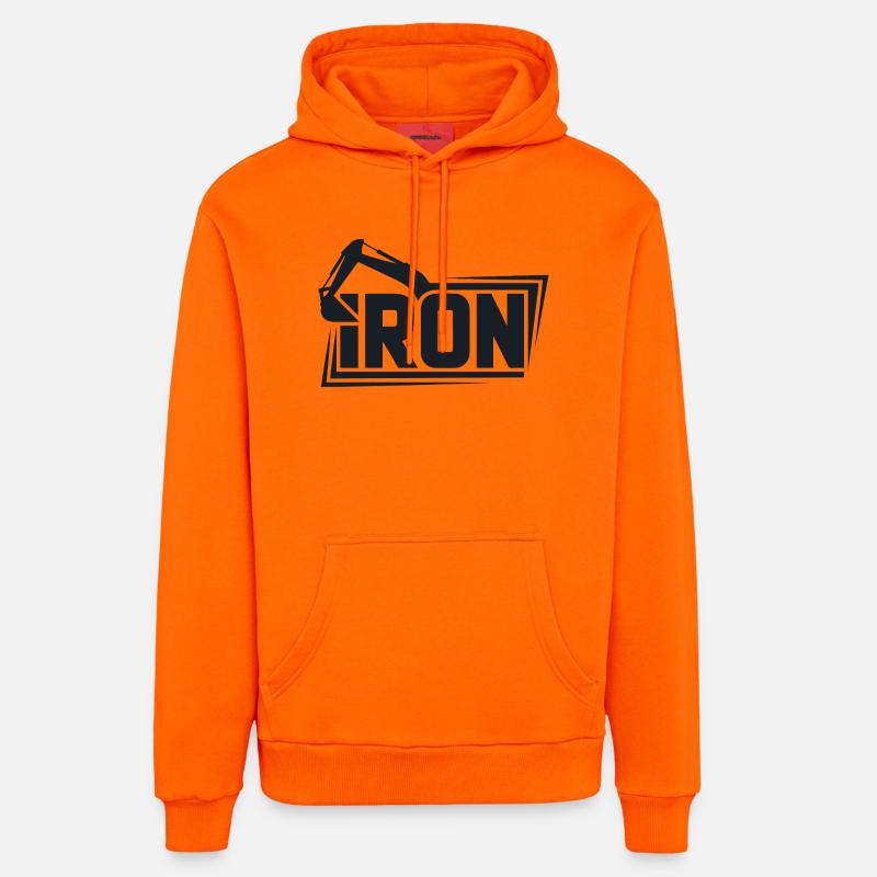 Iron Crane Bold Logo Tee - Sweat à capuche bio décontracté fabriqué en UE - SUNSET ORANGE