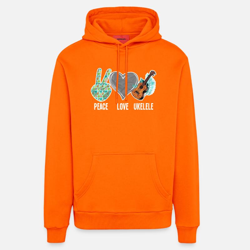 Ukulélé hawaïen ukélé Paix amour - Sweat à capuche bio décontracté fabriqué en UE - SUNSET ORANGE