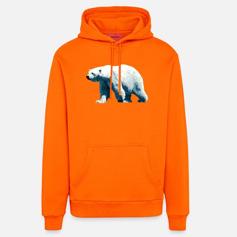 Ours polaire Ours polaire - Sweat à capuche bio décontracté fabriqué en UE - SUNSET ORANGE