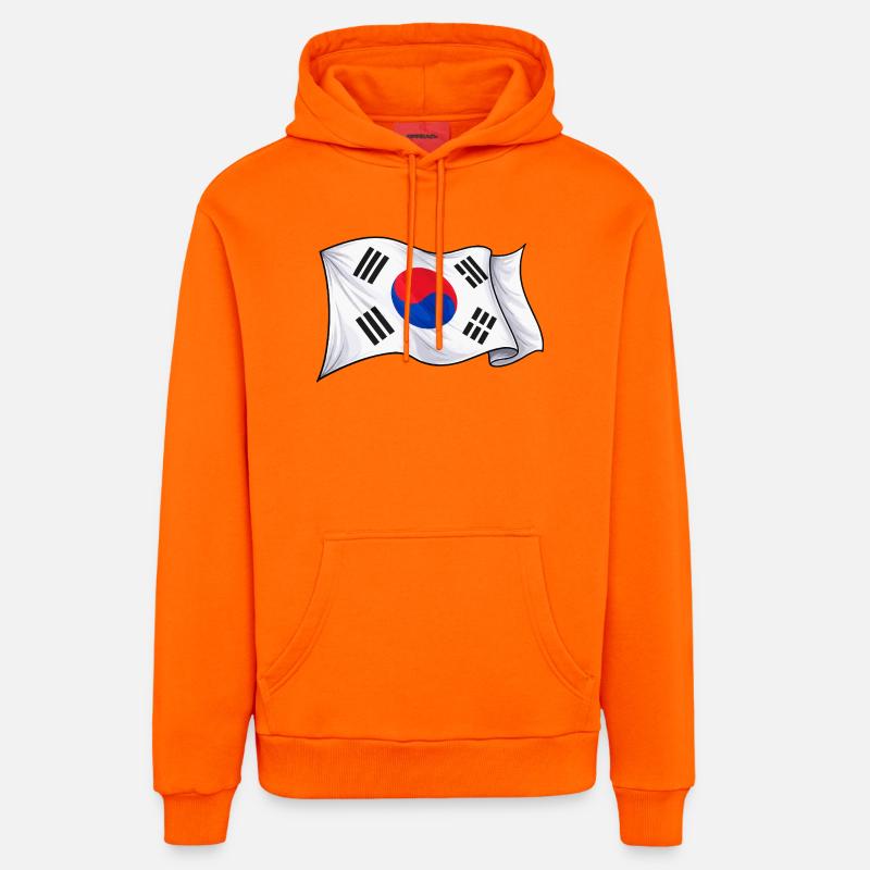 Drapeau sud-coréen - Sweat à capuche bio décontracté fabriqué en UE - SUNSET ORANGE