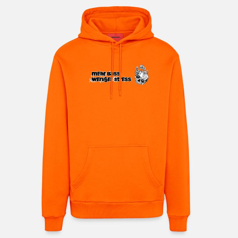 Plus de basses, moins de stress - Sweat à capuche bio décontracté fabriqué en UE - SUNSET ORANGE