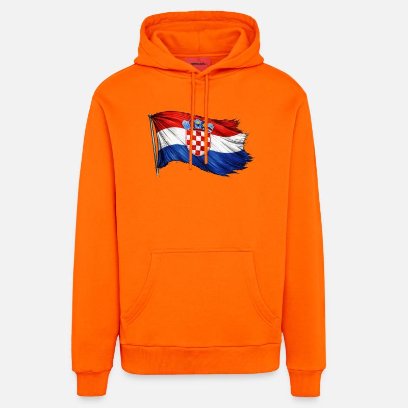 Drapeau de la Croatie - Sweat à capuche bio décontracté fabriqué en UE - SUNSET ORANGE