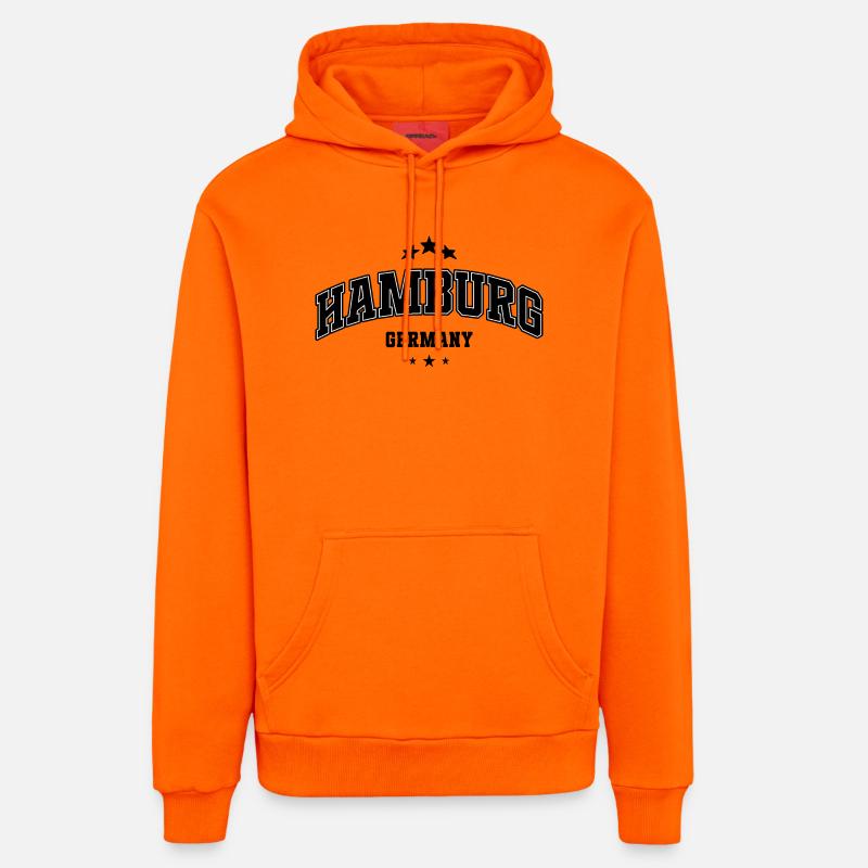 Lettrage de l’Arc de Hambourg - Sweat à capuche bio décontracté fabriqué en UE - SUNSET ORANGE
