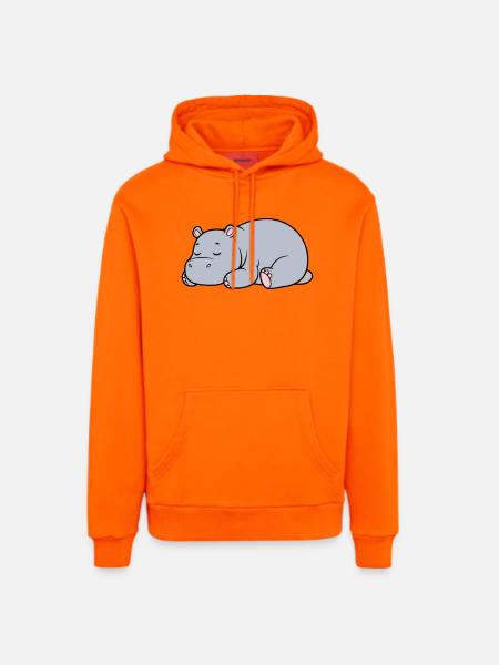 Sleeping Hippopotamus Tired Lazy Vector - Organic Relaxed Hoodie Made in EU - SUNSET ORANGE