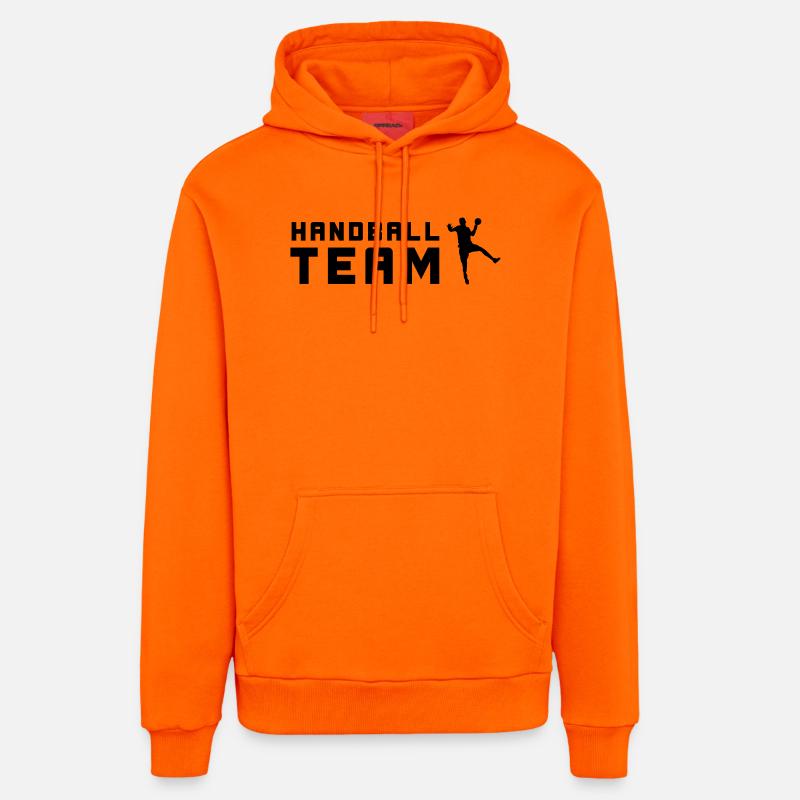 Silhouette de l’équipe de handball - Sweat à capuche bio décontracté fabriqué en UE - SUNSET ORANGE