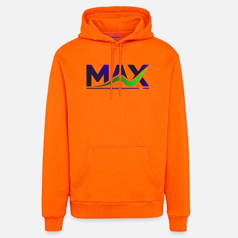 MAX Wave Gradient Logo Tee - Organic Relaxed Hoodie Made in EU - SUNSET ORANGE