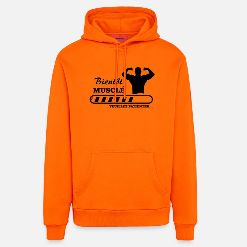 bientôt musclé  - Sweat à capuche bio décontracté fabriqué en UE - SUNSET ORANGE