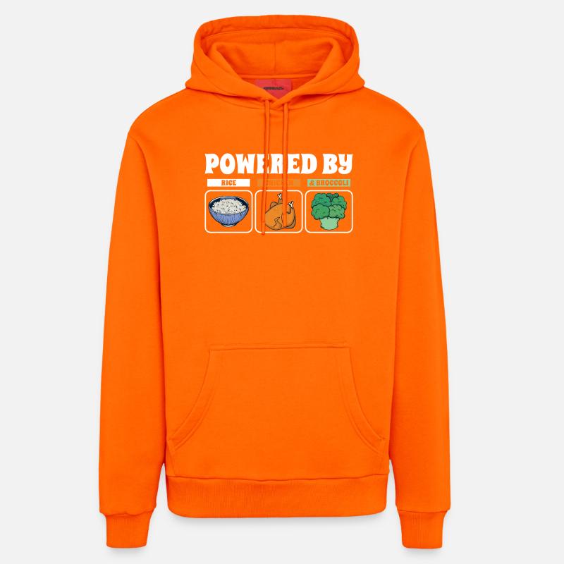 Propulsé par Rice Chicken Broccoli - Sweat à capuche bio décontracté fabriqué en UE - SUNSET ORANGE