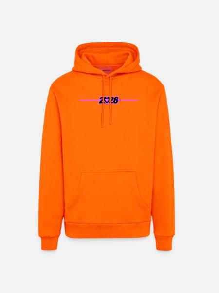 Cœur année 2026 - Sweat à capuche bio décontracté fabriqué en UE - SUNSET ORANGE