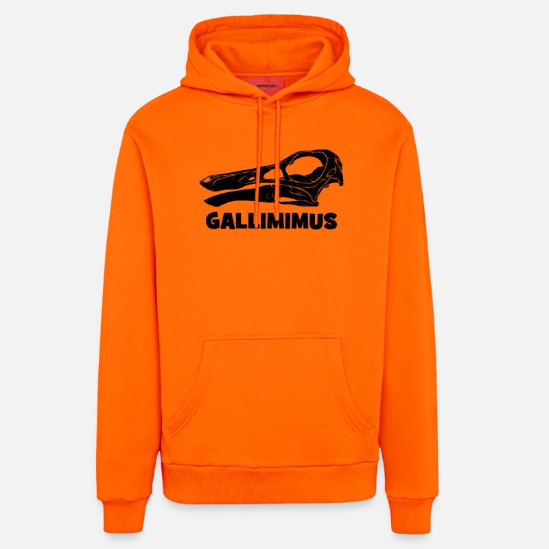 Fossile de crâne de Gallimimus - Sweat à capuche bio décontracté fabriqué en UE - SUNSET ORANGE